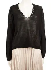 Black Eyelet Detail Sheer Top