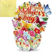 Bighan Pop Up Happy Mother's Day Card, 3D Mother's Day HAPPY MOTHER'S DAY Pop Up Greeting Boxed Cards Anniversary Pop Up Cards for Women A