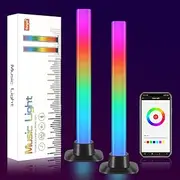 [SILAMPDI] Smart Light Bar RGB Gaming Lamp 2 Piece Lighting Sync with Music, APP Changes 16 Million Colors, 4 Types of Music+10 Scene Modes, Brightness Adjustment, Timed Memory, for Movies, PC, TV