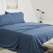 RUN HELIX 4 Piece Queen Bed Sheet Set - Ultra Soft Microfibre Fabric Fitted Sheet Set Anti-Fade and Anti-Shrinkage, Fitted Sheet & Flat Sheet & 2 Pillowcases, Blue