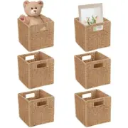 6 Pack 8.7 Inch Wicker Baskets, Hand-Woven Paper Rope Storage Baskets, Foldab...