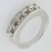 Sterling Silver Semi Mount Ring Setting Emerald Cut 4X4mm 5 Stone Women Ring