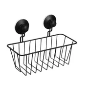 Bathroom Rectangle Wall Suction Cup Rack Shower Caddy Shelf Organiser Holder BLK