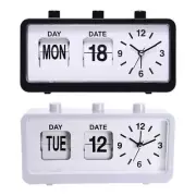 Elegant Vintage Manual Analog Flipped Calendar Alarm Clock for Office or Study