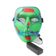 Halloween LED EL Wire Mouth Eye Sewing Mask Costume for Party Prop Ice blue