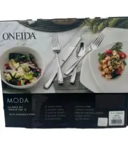 Lenox Oneida Moda Stainless Steel 65-Piece Flatware Set, Service for 12, Silver