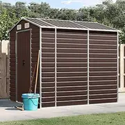 Garden Shed Brown 191x215x198 cm Galvanised Steel Outdoor Storage Tool Shed