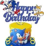 Children's Birthday Party Cake Topper Sonik Hedgehog Happy Birthday 1 Piece Cupcake Toppers