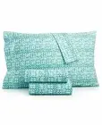 Essential Collection Jessica Sanders CAL-King Sheet Set Printed Microfiber Teal