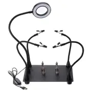 Solder Helping Hand, 3X Magnifying Glass,4 Alligator Clip,Magnetic Square Base