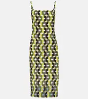 [Dries Van Noten] Dries Van Noten Printed crêpe midi dress AU 14 multicoloured