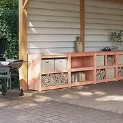 Douglas Wood Outdoor Kitchen Cabinets, 2-Piece Set, Spacious Storage for Garden Cooking & Patio Dining, Weather-Resistant Furniture