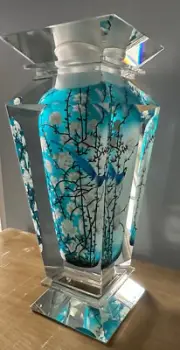 Jacarte Moonlight Sonata Vase Hand-painted Crystal - NIB