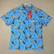 Shinesty Shirt Men Large Blue Captain Morgan Pineapple Hawaiian Adult NWT