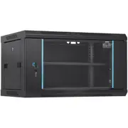 6U Wall Mount Network Server Cabinet, 15.5'' Deep, Server Rack Cabinet Enclosure, 200 lbs Max. Ground-mounted Load Capacity, with Locking Glass Door Side Panels, for IT Equipment, A/V