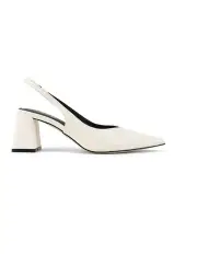 [Siren] Yankee Slingback Block Heel in Chalk White Snake Leather