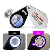 10X 20X 30X 40X 21mm Magnifying LED Triplet Loupe Dual Light White &UV Magnifier