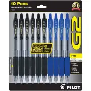 Pilot G2 Gel Ink Pen Pack of 10 Black Blue Long Lasting Smooth Writing