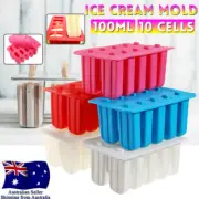 AU Silicone Ice Cream Mould Block 10 Frozen Molds Icy Jelly Popsicle Maker