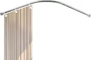 Hershii Adjustable Curved Shower Curtain Rod Wall Mounted L-Shaped Bathroom Corner Curtain Hanger Pole Bath Metal Shower Rail Bar (35.43-51.18) x (35.43-51.18) Inch, Drilling to Install