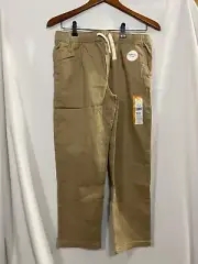 Wonder Nation Pull On Pants Boys Khaki Reinforced Knee Pockets Sz L Husky NEW