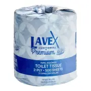 Toilet Paper Rolls 3.5"x4.5" 2-Ply 500 Sheets Individually Wrapped - 96/Case