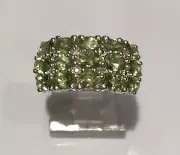 Diamond and Peridot (Ovl) Ring Platinum Sterling Silver .925 Size 6