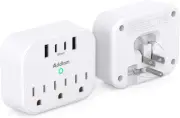 Travel Plug Adapter 3 Outlets 4 USB Foldable Outlet Extender for Travel Cruise