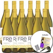 Sutter Home Fre Chardonnay Non-Alcoholic White Wine, Experience Bundle, 12-PACK
