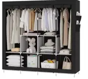 67" Portable Heavy Duty Wardrob 6 storage shelves 4 hanging sections 4 side pock