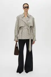 Burdock Check Trench Jacket in Birch Check - CAMILLA AND MARC® C&M