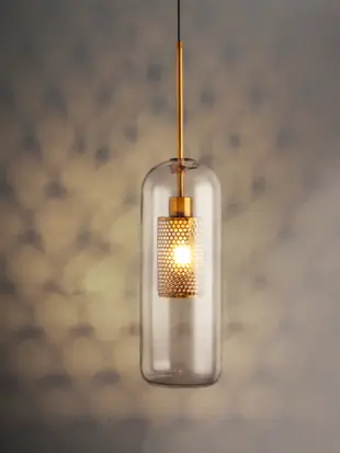 北歐藝術復古工業風圓球玻璃單頭餐廳吊燈 (8.3折)