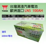 湯淺 YUASA LN5 (60044適用) 歐規 12V 100AH 免保養電池