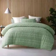 Accessorize Seersucker Sage Polyester Quilt Cover Set King