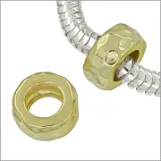 18k Gold Over Sterling Silver Charm Bead F/ European Bracelet Leather Cord 97044