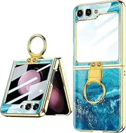Plating Painted Folding Case for Samsung Galaxy Z Flip 5, All-Inclusive Phone Protective Cover for Flip5, Anti-Drop Shell with Electroplating Ring (6, for Flip5)