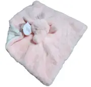 Mudpie NWT Lovey Security Plush Blanket Pink Elephant Gray White