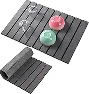 Stone Drying Mat for Kitchen Counter - Large Dark Gray Foldable Diatomaceous Earth Dish Drying Mat - Quick-Dry Absorbent Bath & Countertop Mat for Dishes Bottles Cups 23"x15.3"