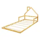 Palermo Pine Wood Floor Bed House Frame For Kids And Toddlers Fur,Wood Single Be