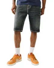 True Religion Rocco Skinny Fit Denim Shorts in Dark Metal