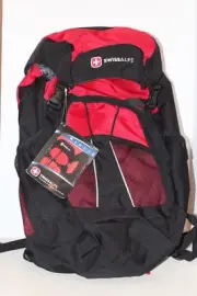 SwissAlps SA1653 Large Camping Hiking Travel Backpack Red-Black | New w/ Tag