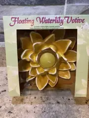 Floating Yellow Resin Water Lily Candle Holder
