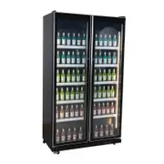 Exquisite Two Glass Doors Upright Display Refrigerators Black 690 Litre