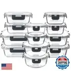 YANGNAY Glass Food Storage Containers Set of 12, Glass Meal Prep Containers w
