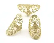 Flowers Filigree Ring Adjustable Raw Brass (18mm 8US inner size) 3017