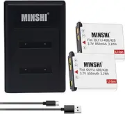 MINSHI LI-40B/42B Replacement Battery (2 Pack) +Quick Charger Set Compatible with Olympus D-LI108【3.7V 1500mAh】 High Performance Compatible Camera Battery 2023ZZ