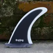 7.75" Pacific surfboard / longboard fin, black on white colour, Pro Glass