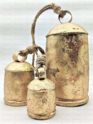 Set of 3 Wind Chime Harmony Cow Bells Vintage Style Hanging Christmas Bell Home