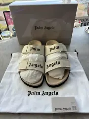 PALM ANGELS LOGO PRINT TOUCH STRAP SLIDES 100% Authentic Brand New DS $430 MSRP