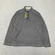 Orvis Sweater Men Large Gray Brighton Sherpa Lined Quarter Zip Pullover